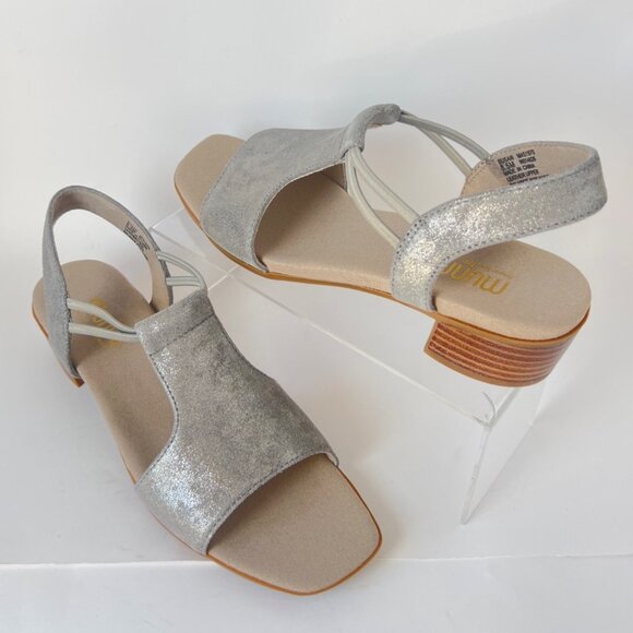 Munro Women Gunmetal Metallic Sandals Leather Slingback Block Heels Size 8.5 - Picture 7 of 13